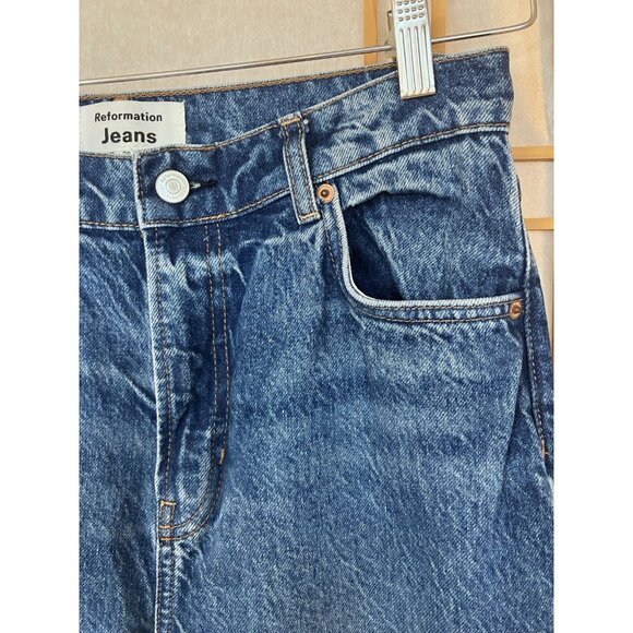 REFORMATION Women's Abby High Rise Straight Leg Denim Blue Jeans Size 28 - Picture 7 of 13